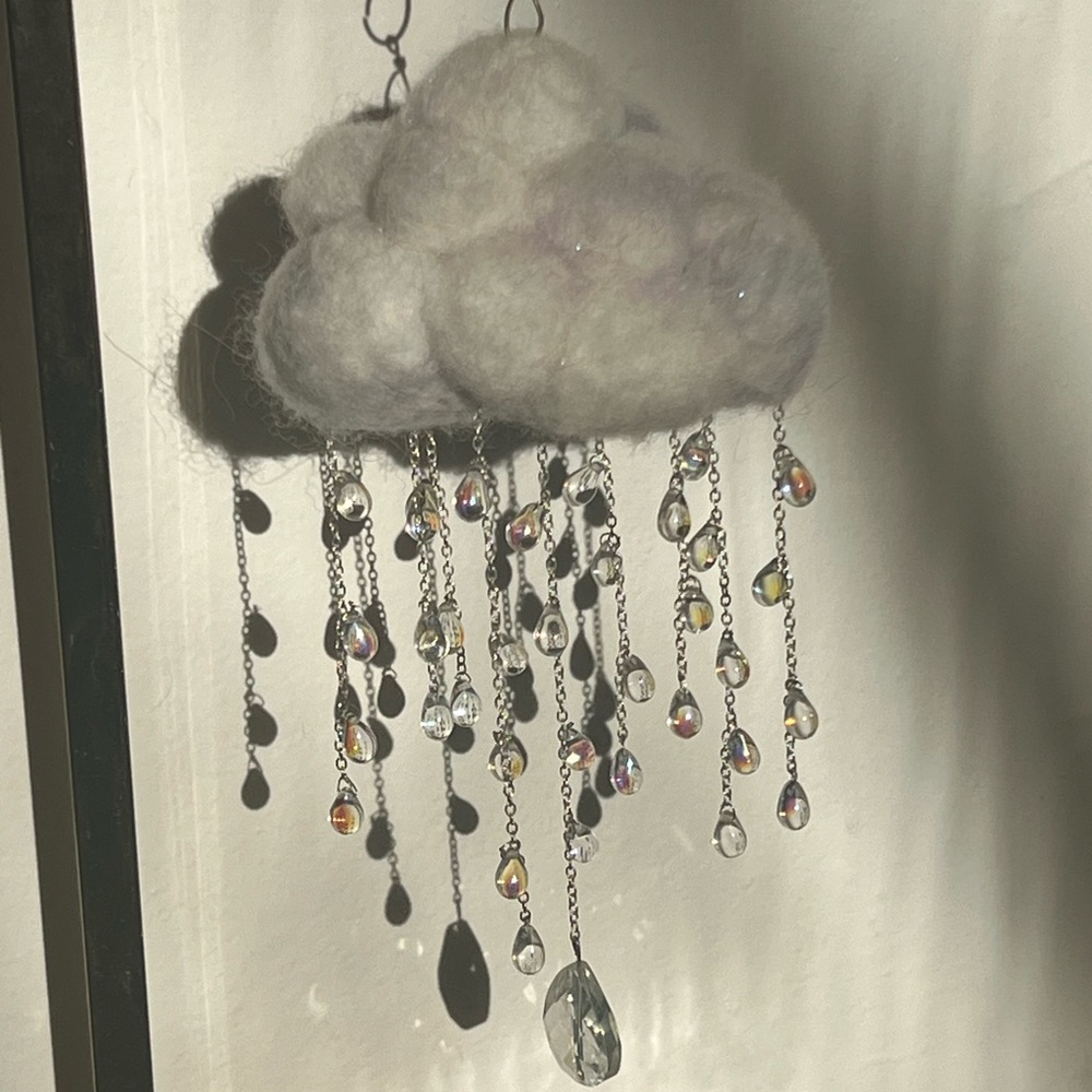 Handmade Cloud Mobile with Crystal Raindrops